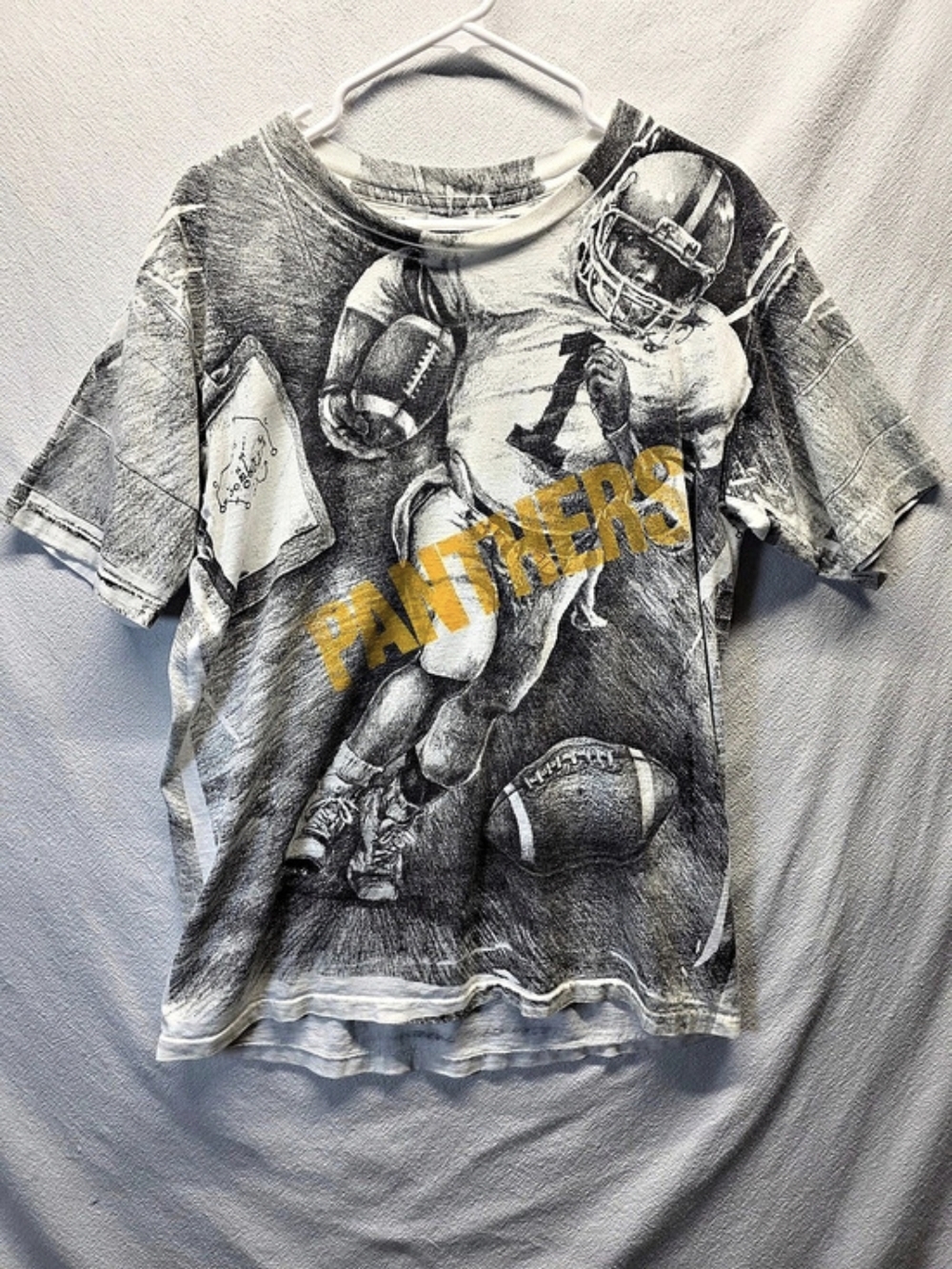 M&N Football Graphic Short Sleeve Tee Gray White